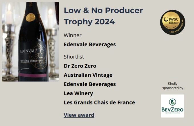 IWSC announces the 2024 Trophy Winners! Congratulations to Edenvale – winner of the Low & No Producer Trophy!